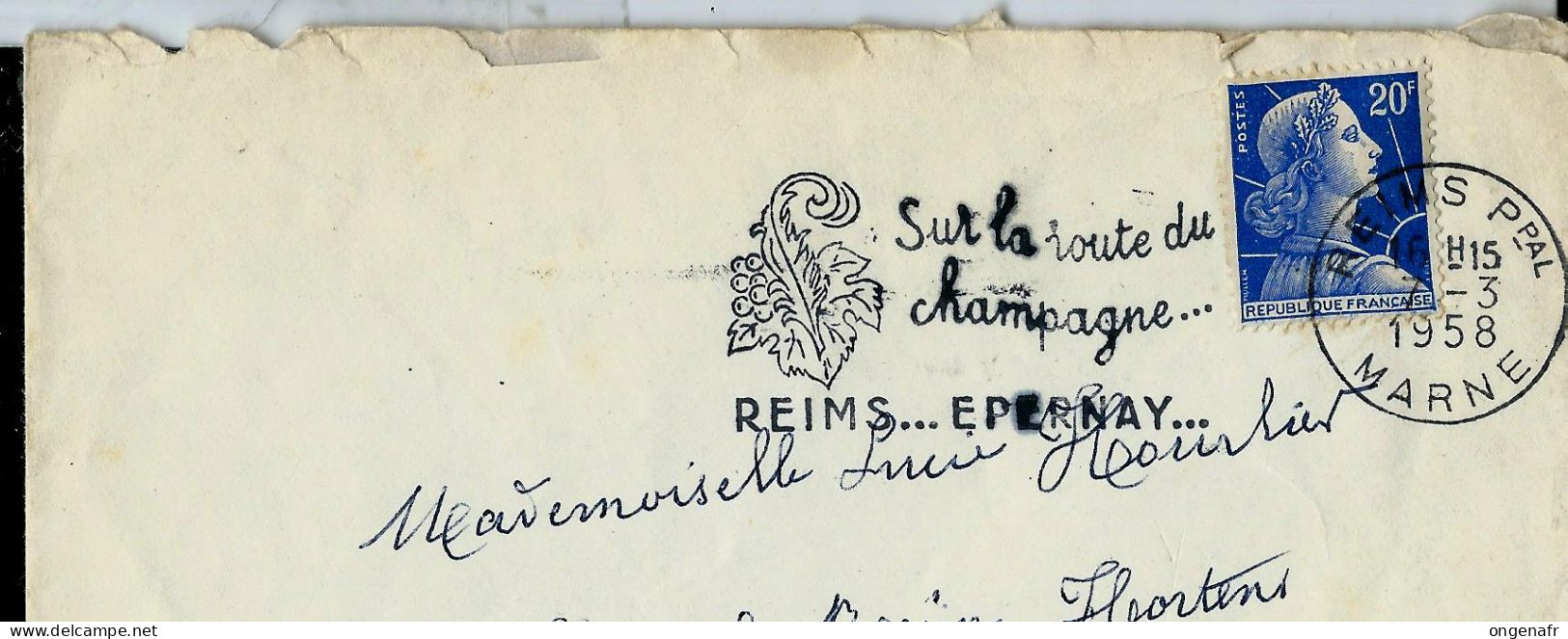 France: Flamme  De 1958: Sur La Route Du Champagne - REIMS - EPERNAY - Vins & Alcools