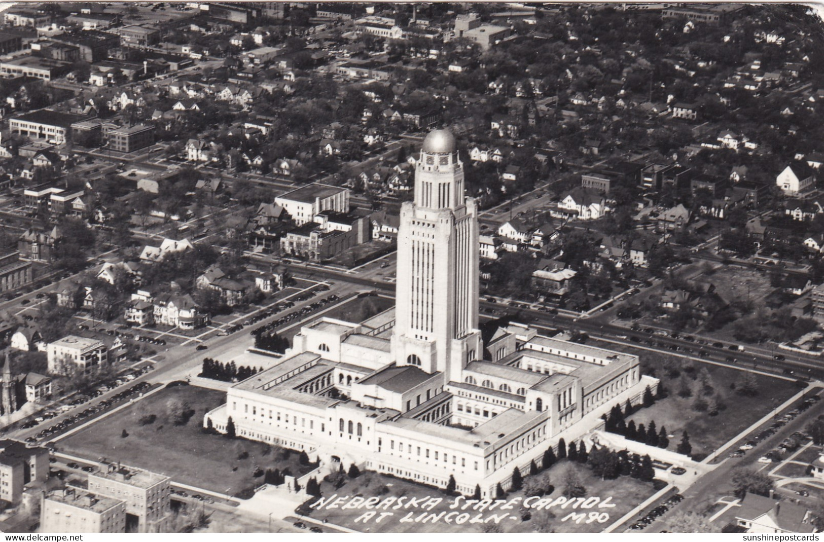 Nebraska Lincoln Aerial View State Capitol Building 1950 Real Photo - Lincoln