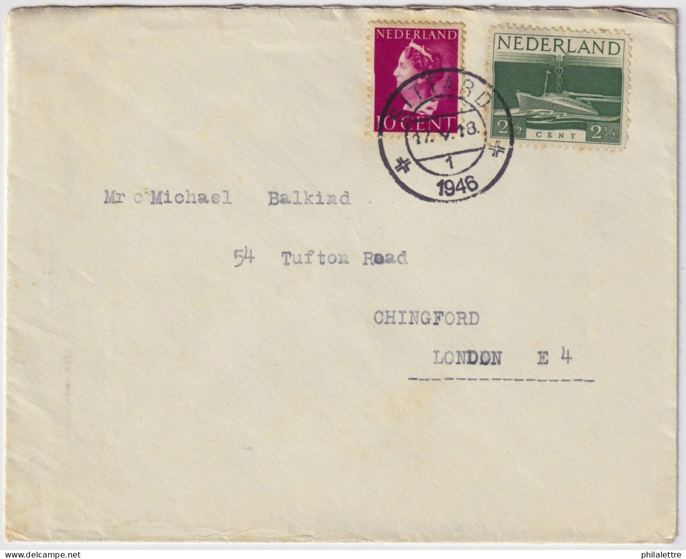 PAYS-BAS / THE NETHERLANDS - 1946 Mi.343 & Mi.429 On Cover From SITTARD To LONDON, England - Covers & Documents
