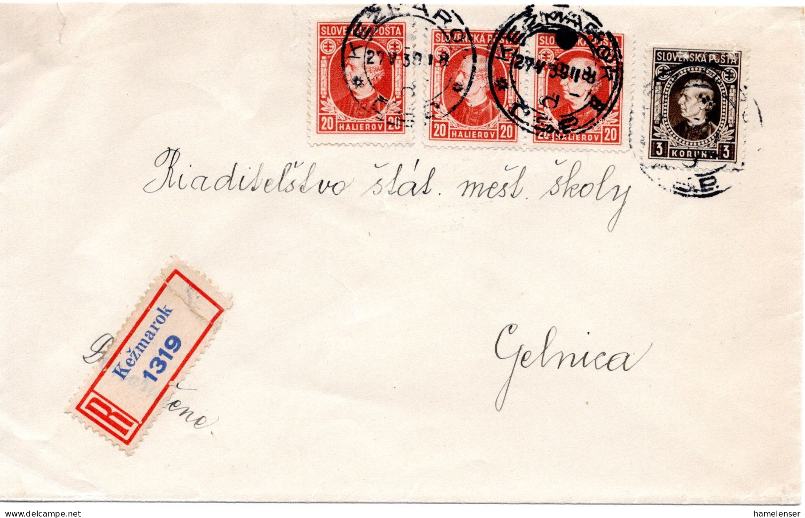 64672 - Slowakei - 1939 - 3Ks Hlinka MiF A R-Bf KEZMAROK -> GELNICA, Frankatur Teils Kl Mgl - Cartas & Documentos