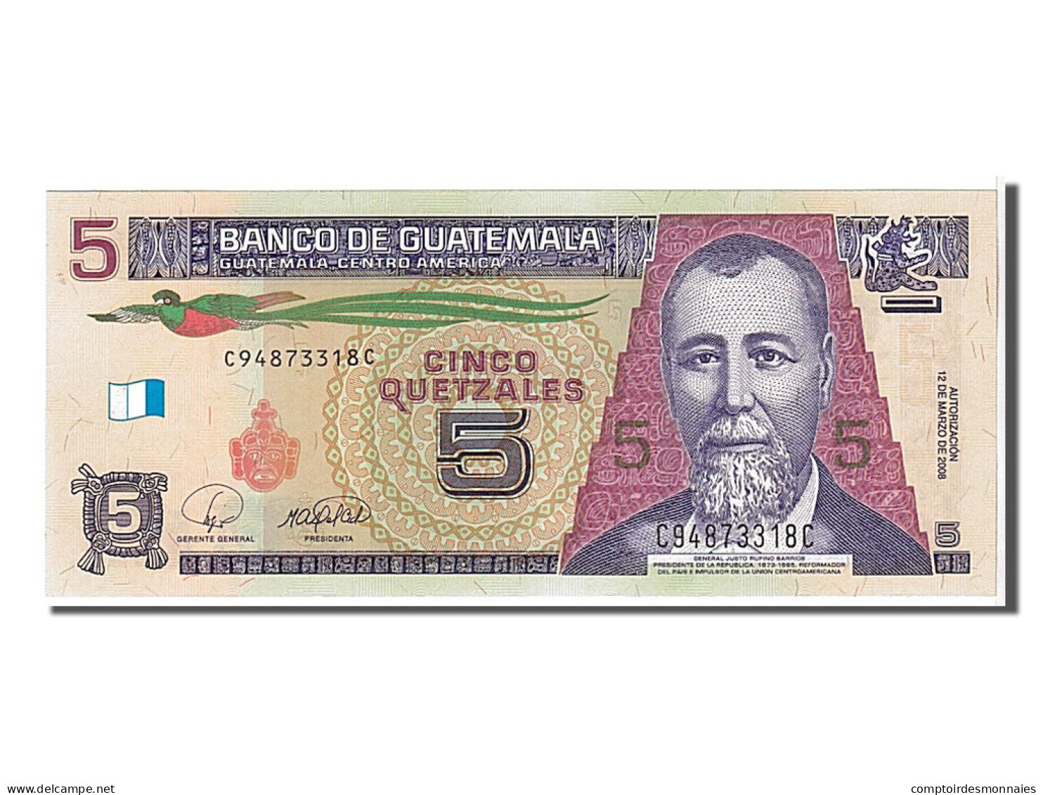 Billet, Guatemala, 5 Quetzales, 2008, KM:116, NEUF - Guatemala