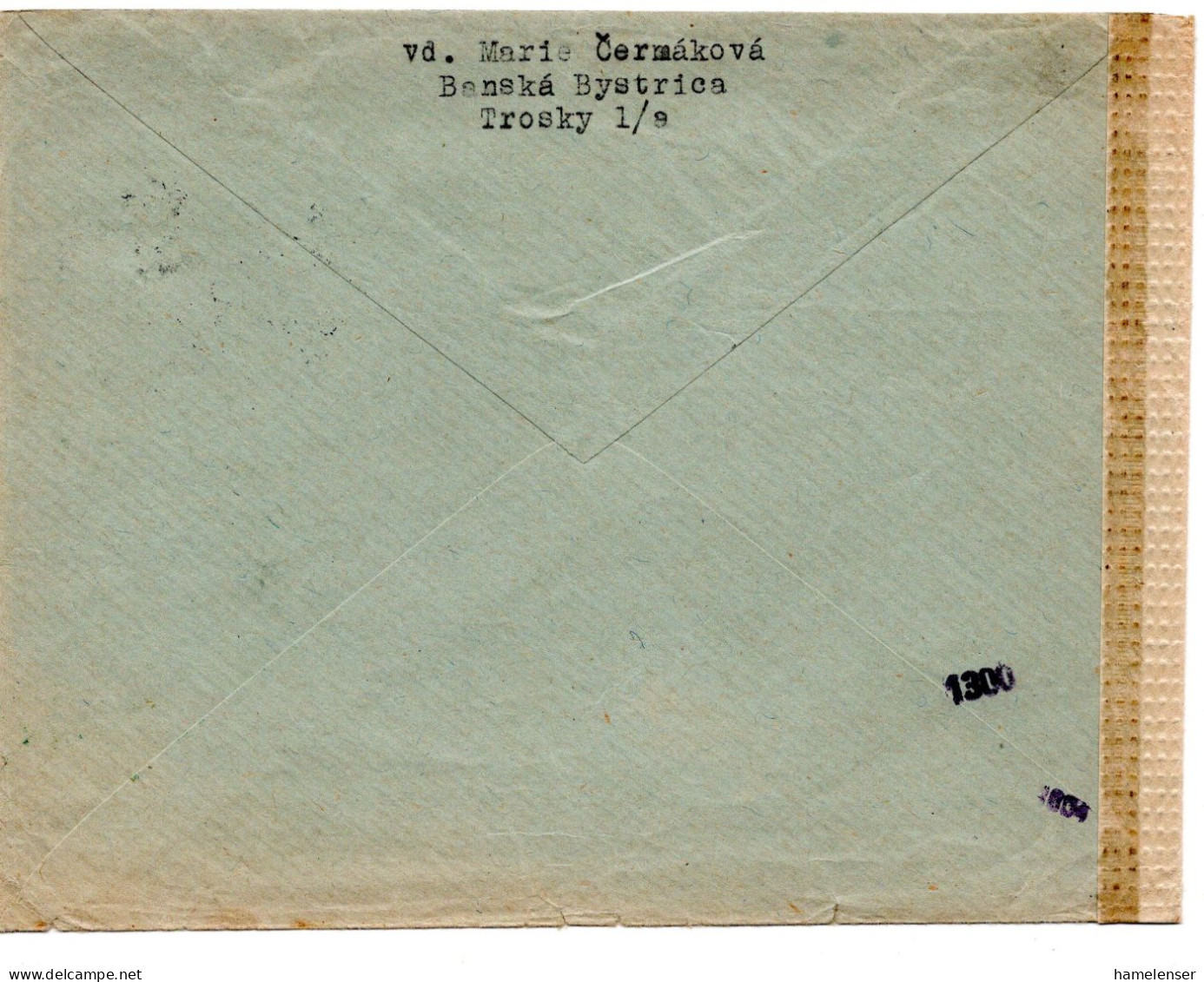 64679 - Slowakei - 1944 - 1,20Ks B.Stiavnica MiF A Bf BANSKA BYSTRICA -> Boehmen & Maehren, M Dt Zensur (70h Mke Mgl) - Lettres & Documents