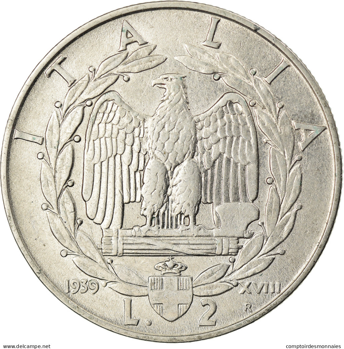 Monnaie, Italie, Vittorio Emanuele III, 2 Lire, 1939, Rome, TTB+, Stainless - 2 Lire