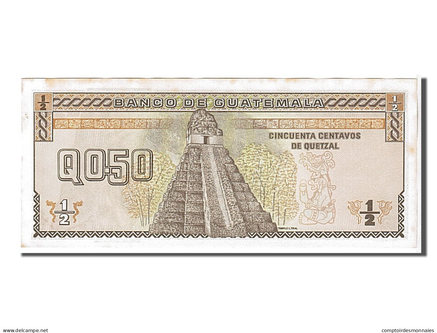 Billet, Guatemala, 1/2 Quetzal, 1989, SUP - Guatemala