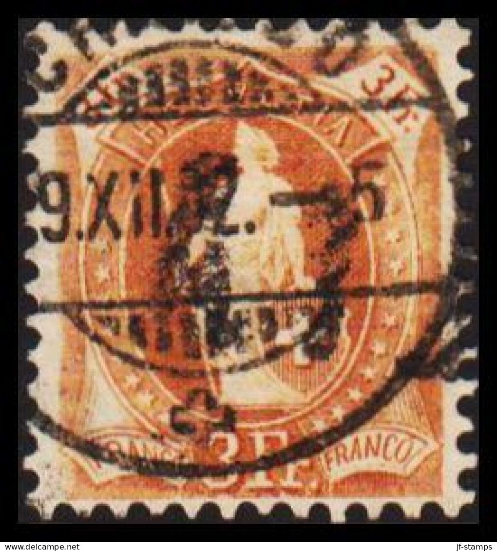 1882. Stehende Helvetia. Weisses Papier.  3 Fr. Perf. 11 3/4.  - JF530578 - Used Stamps