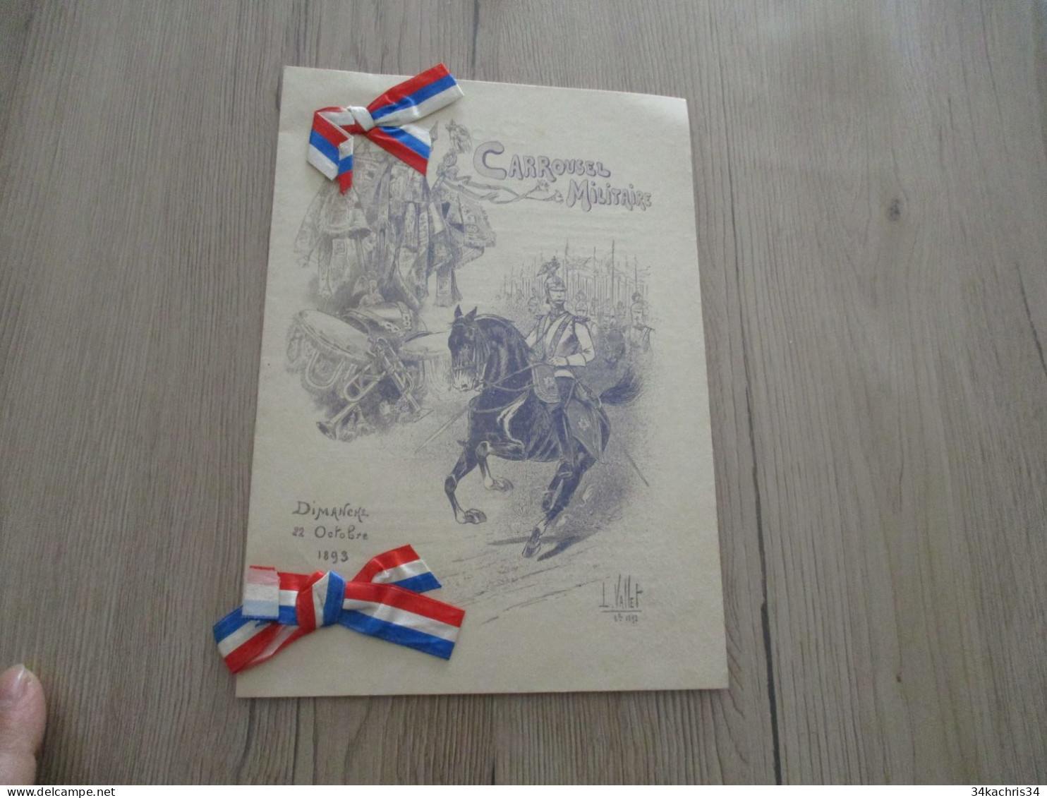 Programme Illustré Par Vallet  Carrousel Militaire 22/10/1893 En 2 Volets Environs  17 X 24 - Programmes