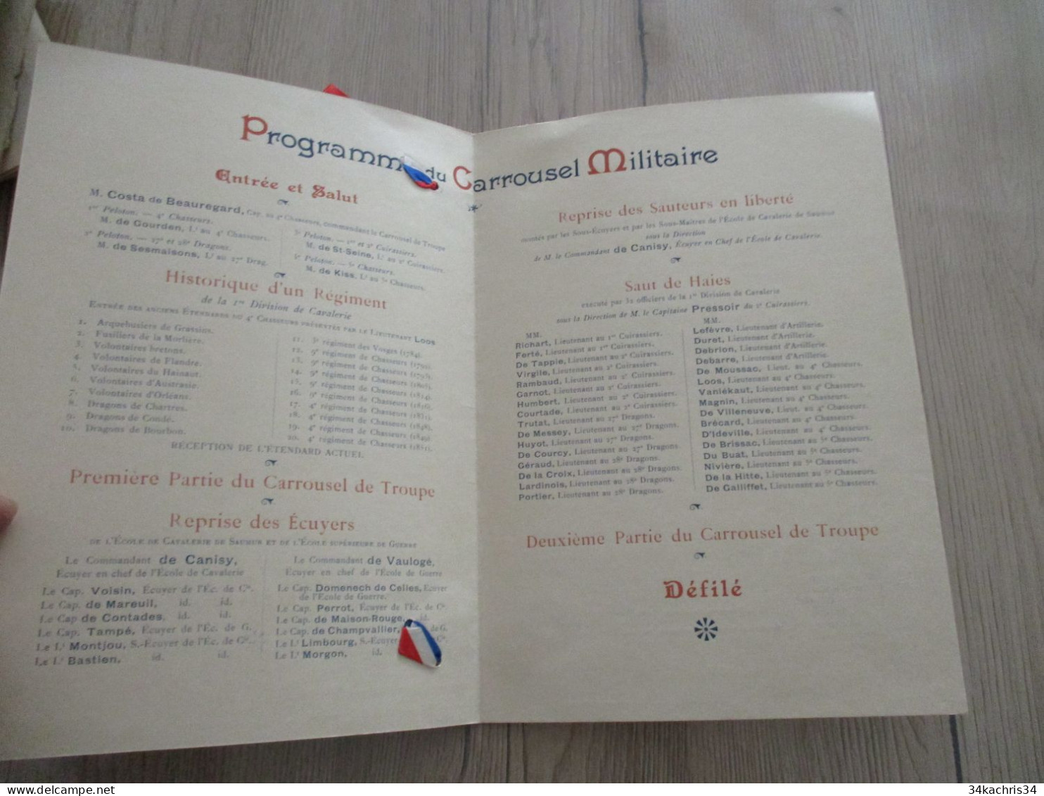 Programme Illustré Par Vallet  Carrousel Militaire 22/10/1893 En 2 Volets Environs  17 X 24 - Programma's