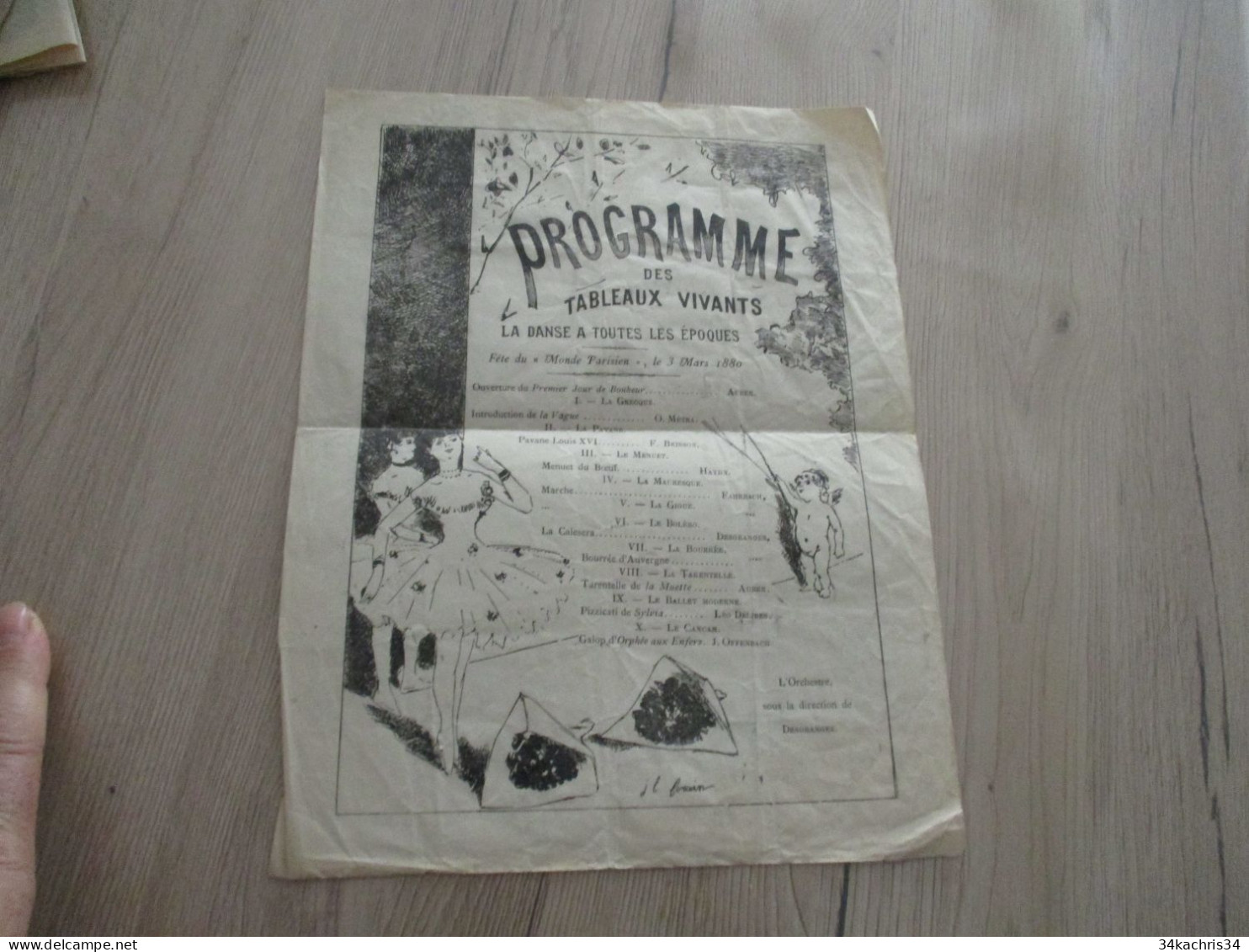 Programme Illustré Par J.L.Forain Plis D'archivage Tableaux Vivants 03/03/1880 Fête Du Monde Parisien 24X 31 Environs - Programma's