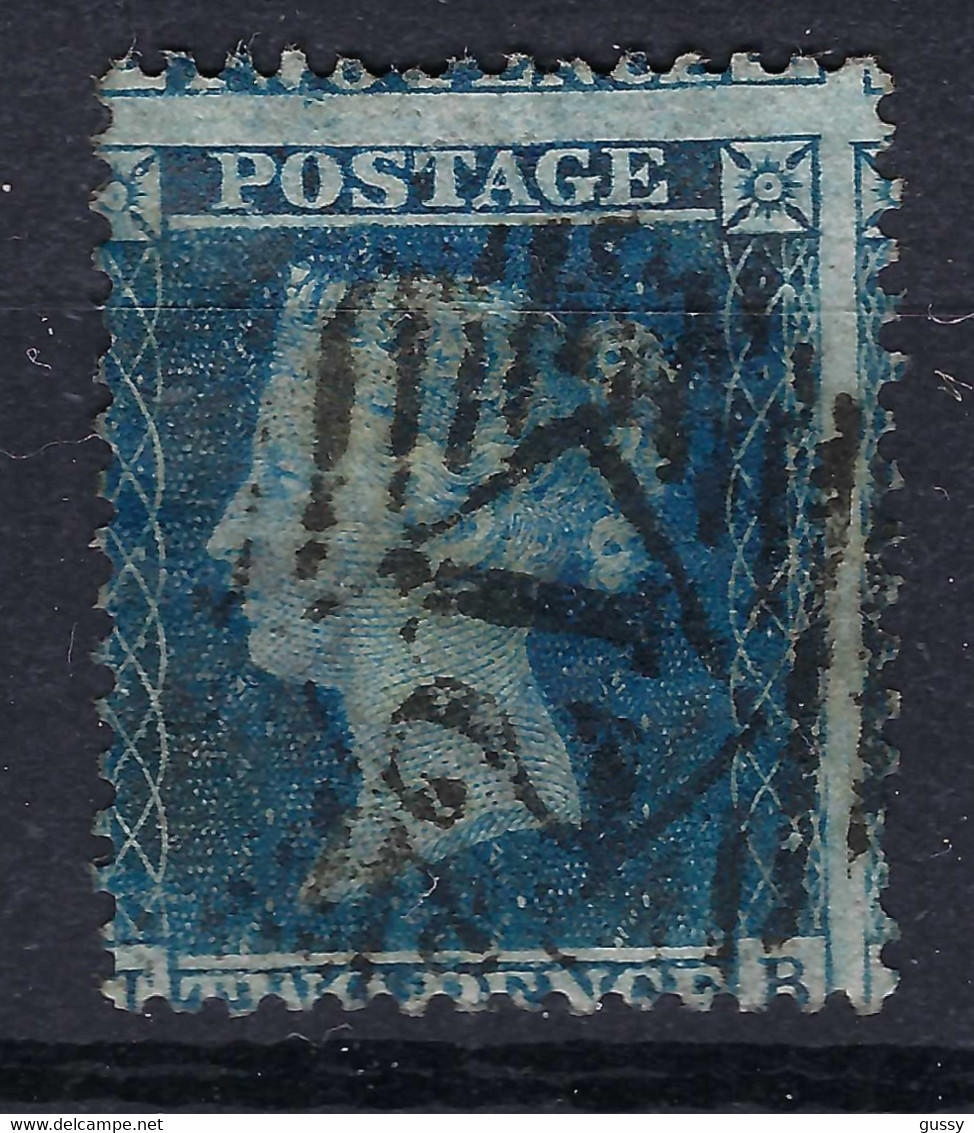 GRANDE BRETAGNE 1855-58: Le 2p Bleu Foncé S/azuré Y&T 15 (fil. Gr. Couronne, Dent.14), PAC, TB Obl. "21 Dans Un Losange" - Usati