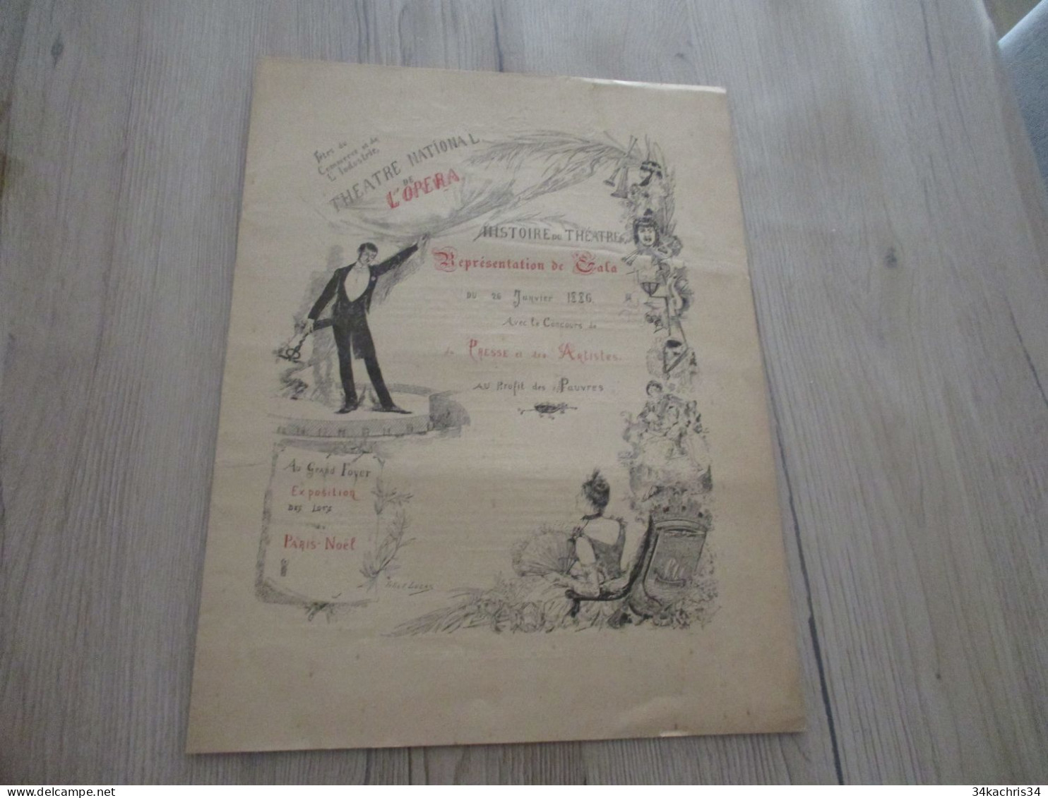 Programme Illustré Par Félix Lucas Fête Commerce Industrie 26/01/1886 Histoire Du Théâtre 2 Volets 24X 31 Environs - Programma's