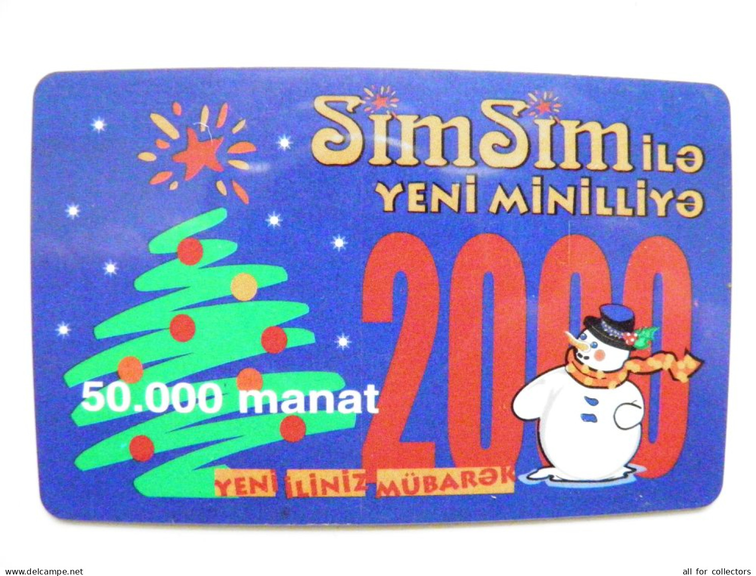 Phonecard Prepaid Sim Sim 50.000 Manat Azerbaijan Snowman Millennium 2000 - Azerbaiyan