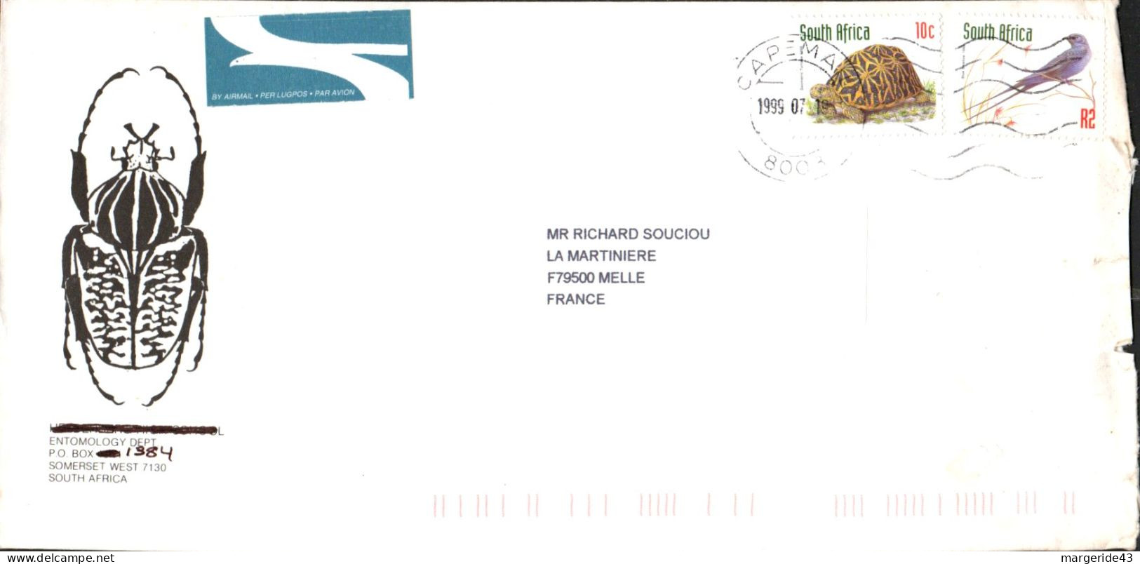 AFRIQUE DU SUD SEUL SUR LETTRE POUR LA FRANCE 1999 - Cartas & Documentos