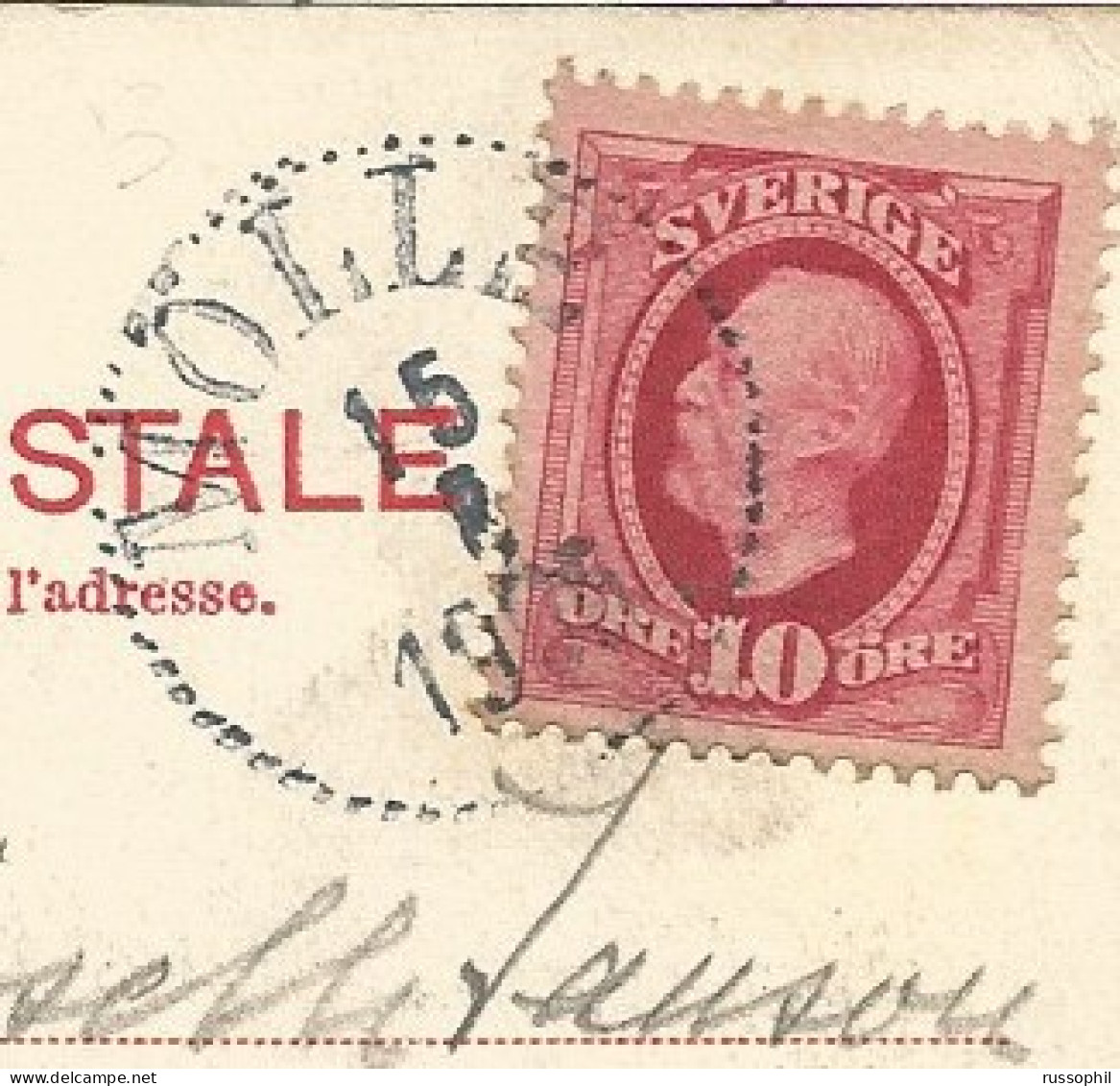 SWEDEN - CLEAR DEPARTURE CDS "MOLLE" ON POSTCARD (VIEW OF ERMITAGEN) TO FRANCE - 1905 - 1885-1911 Oscar II