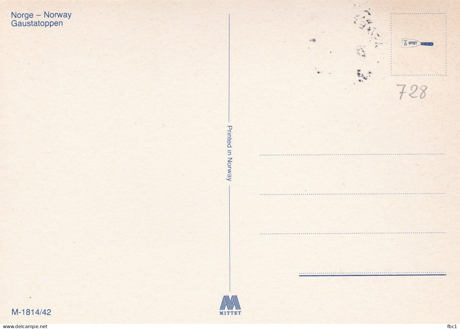 Norvège - Carte Maximum - Gaustatoppen - 1982 - YT N°728 - Maximumkarten (MC)