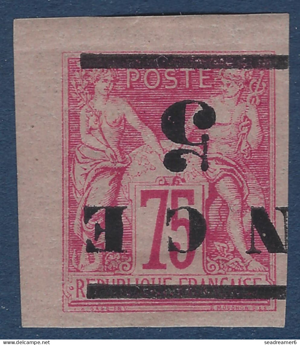 Nouvelle Caledonie N°7* 5c Sur 75c Rose Petit Coin De Feuille Frais & TTB - Unused Stamps