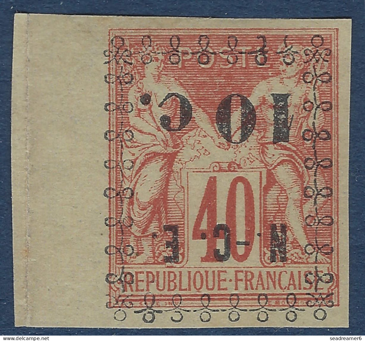 Nouvelle Caledonie N°11a (  ) 10c Sur 40c Rouge Orange Petit BDFeuille Variété Surcharge Renversée TTB - Neufs