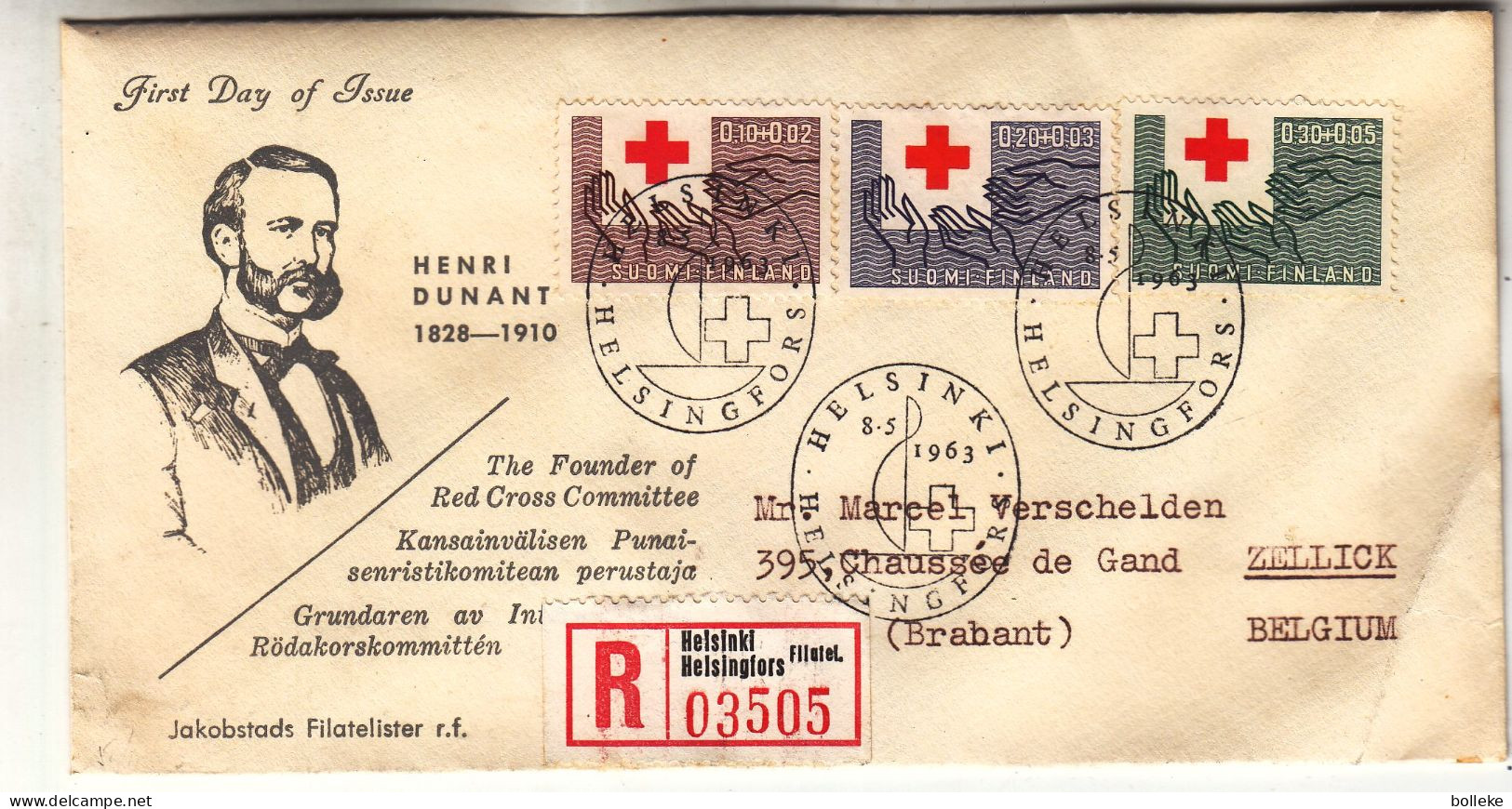 Croix Rouge - Finlande - Lettre Recom De 1963 - Oblit Helsinki - - Brieven En Documenten