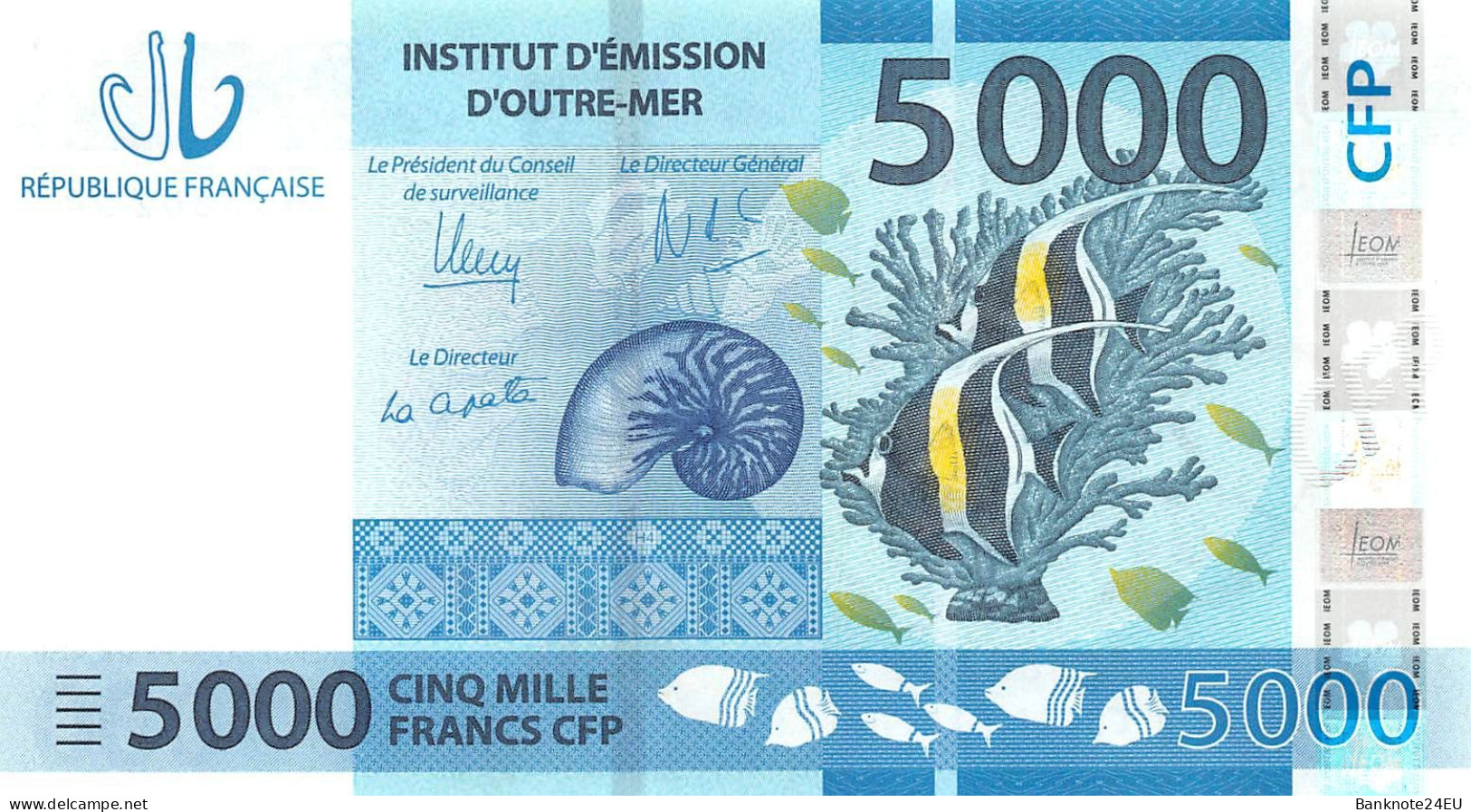 French Pacific Territories 5000 Francs CFP 2014 Unc Pn 7 - Frans Pacific Gebieden (1992-...)