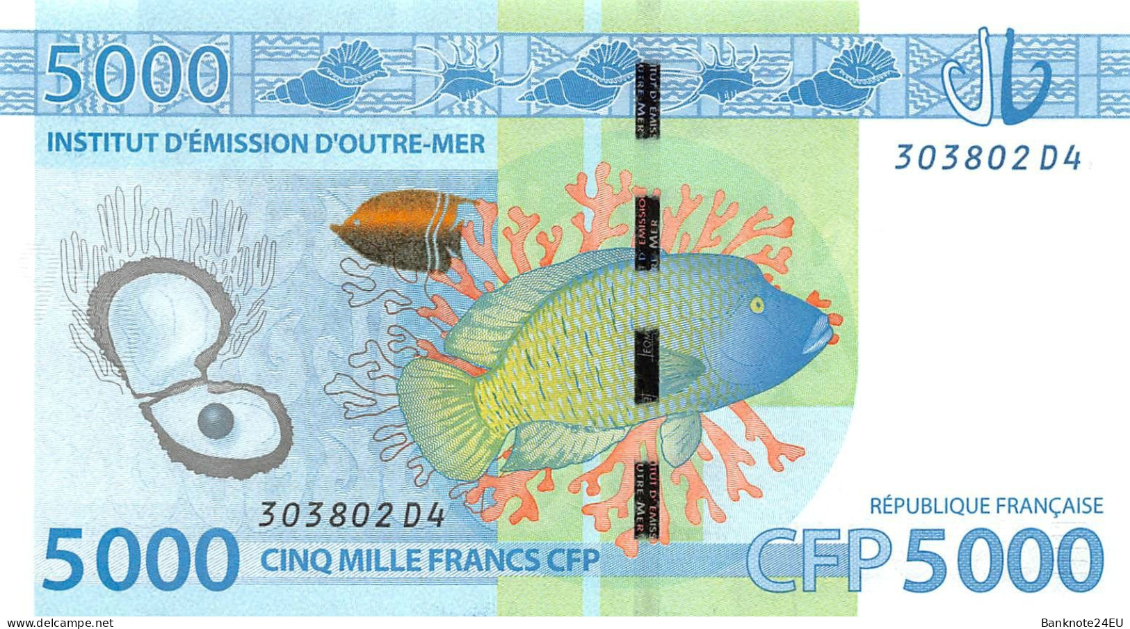 French Pacific Territories 5000 Francs CFP 2014 Unc Pn 7 - French Pacific Territories (1992-...)