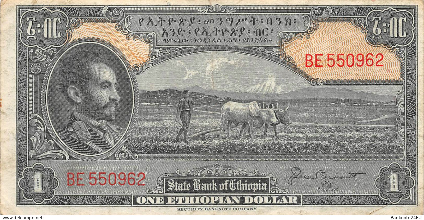 Ethiopia 1 Dollar 1945 Vf Pn 12b - Ethiopie