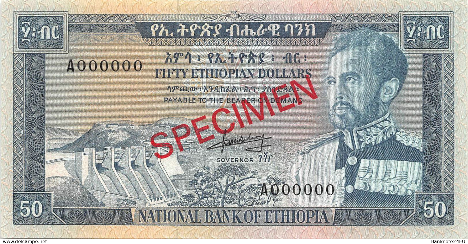 Ethiopia 50 Dollars 1966 Unc Specimen Pn 28s - Ethiopia