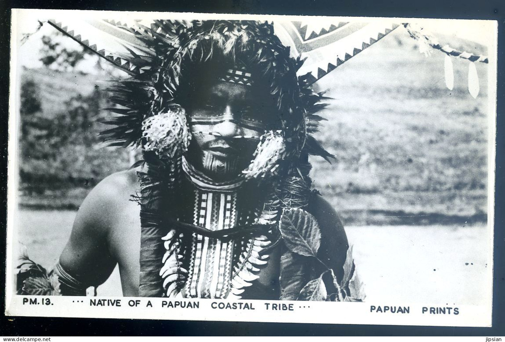 Cpa Carte Photo De Papouasie -- Native Of A Papuan Coastal Tribe -- Papuan Prints   LANR30 - Papouasie-Nouvelle-Guinée