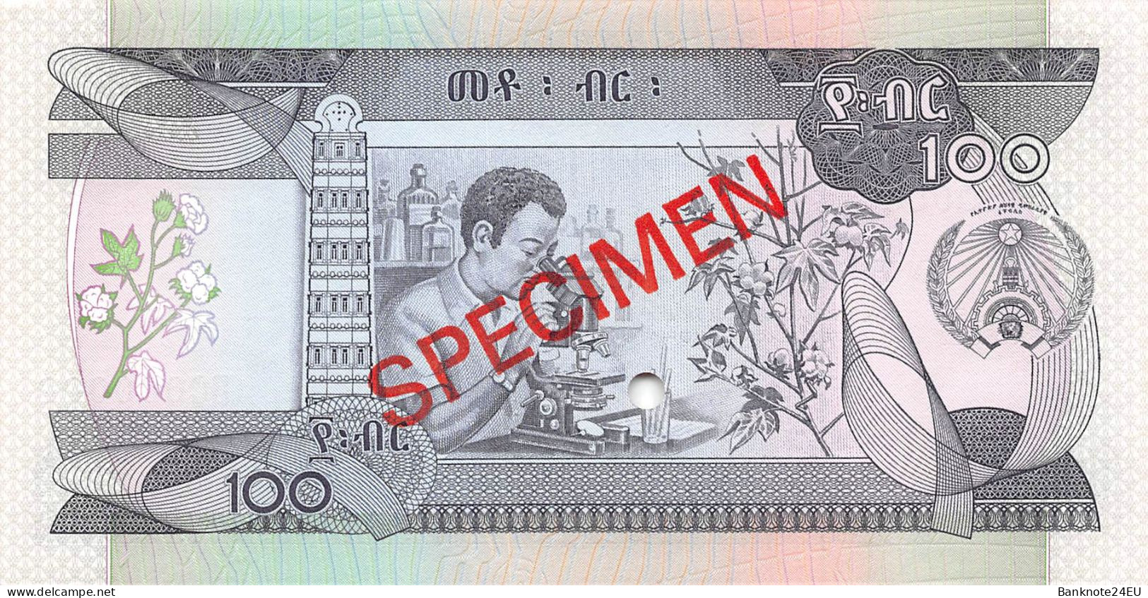 Ethiopia 100 Birr 1991 Unc Specimen Pn 45s - Ethiopië