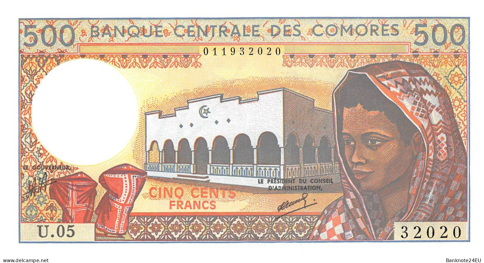 Comoros 500 Francs 1994 Unc Pn 10b.2 - Comores
