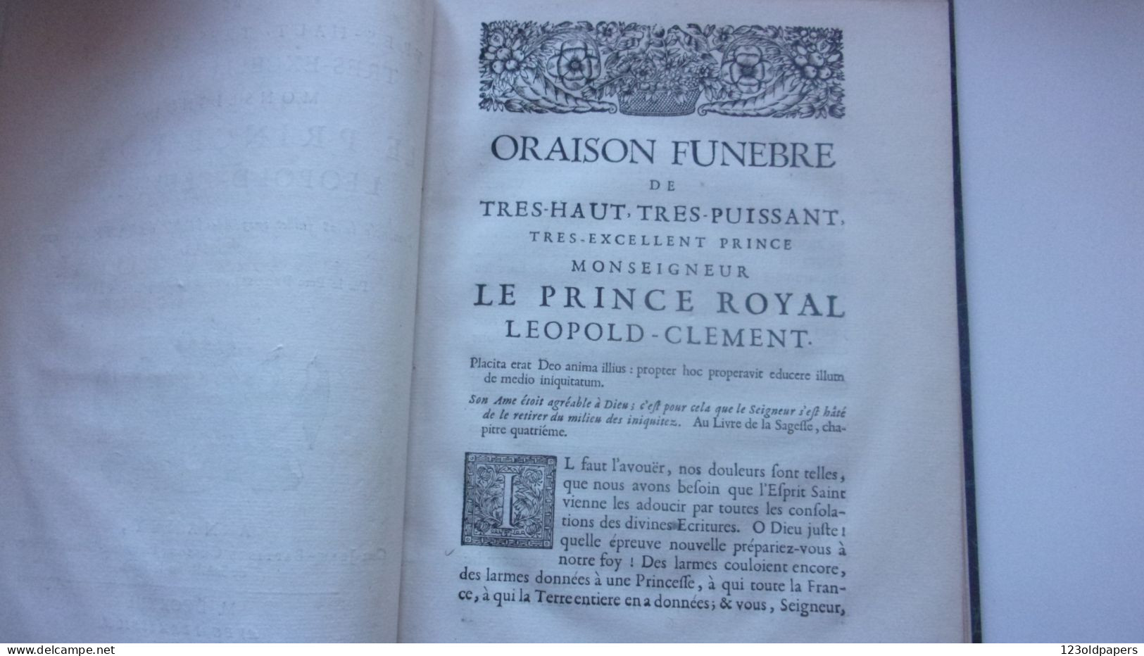 RAREEO 1723 ORAISON FUNEBRE DE Léopold-Clément de Lorraine PRINCE ROYAL PRONONCE A NANCY PAR PERE PERUSSAUT JESUITE