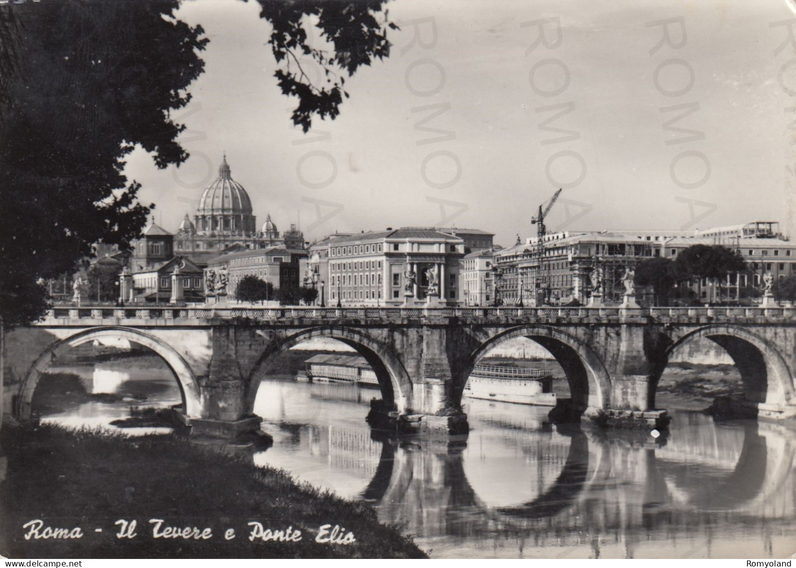 CARTOLINA  ROMA,LAZIO-IL TEVERE E PONTE ELIO-MEMORIA,CULTURA,RELIGIONE,IMPERO ROMANO,BOLLO STACCAT,VIAGGIATA 1956 - Fiume Tevere