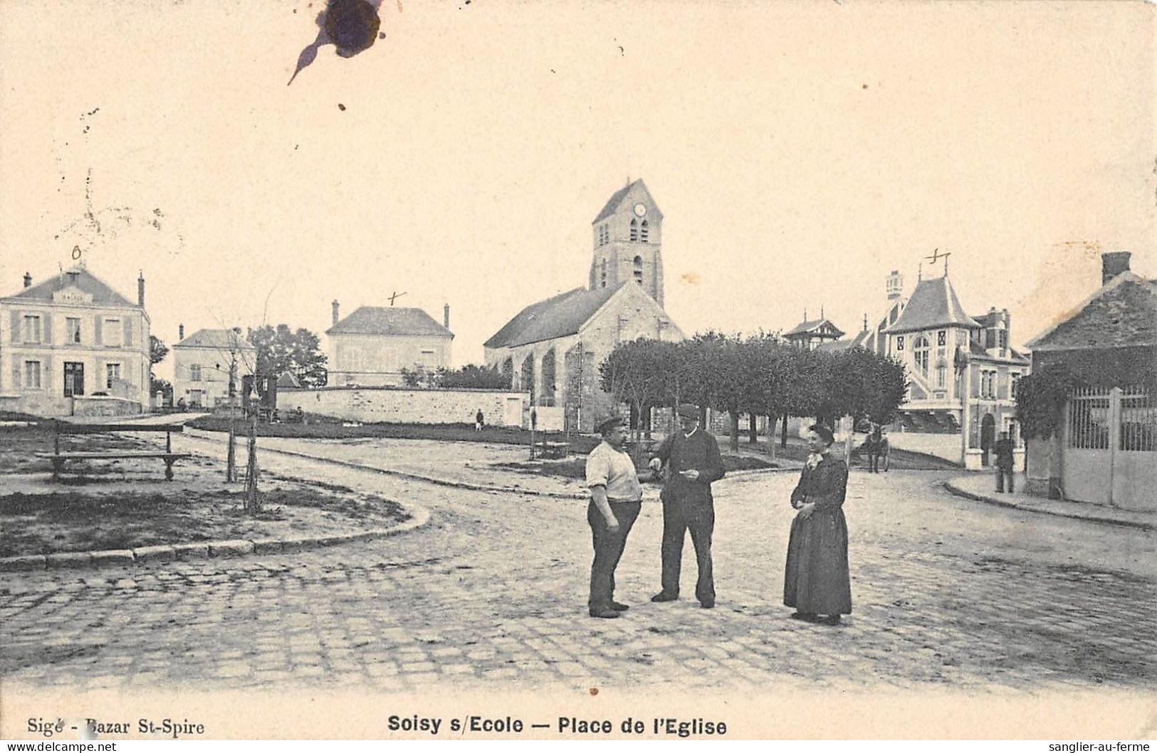 CPA 91 SOISY SUR ECOLE / PLACE DE L'EGLISE - Sonstige & Ohne Zuordnung