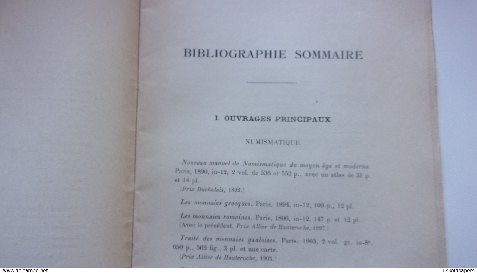 RARE 1917 BIBLIOGRAPHIE SOMMAIRE DE ADRIEN BLANCHET ANNOTE DE SA MAIN NUMISMATIQUE TRESORS ... - Libros & Software