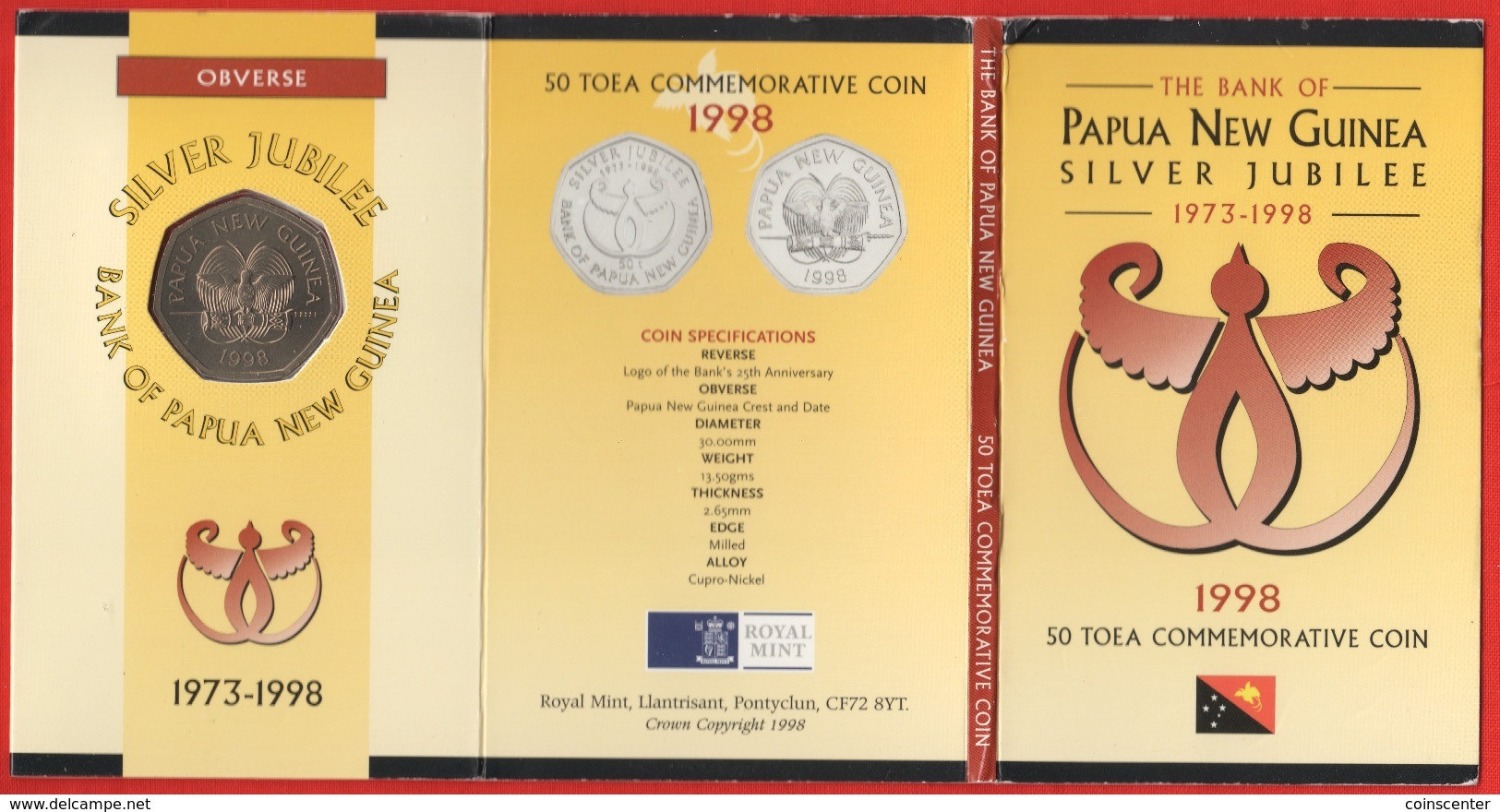 Papua New Guinea 50 Toea 1998 "Bank Of Papua NG" In Kit UNC - Papoea-Nieuw-Guinea