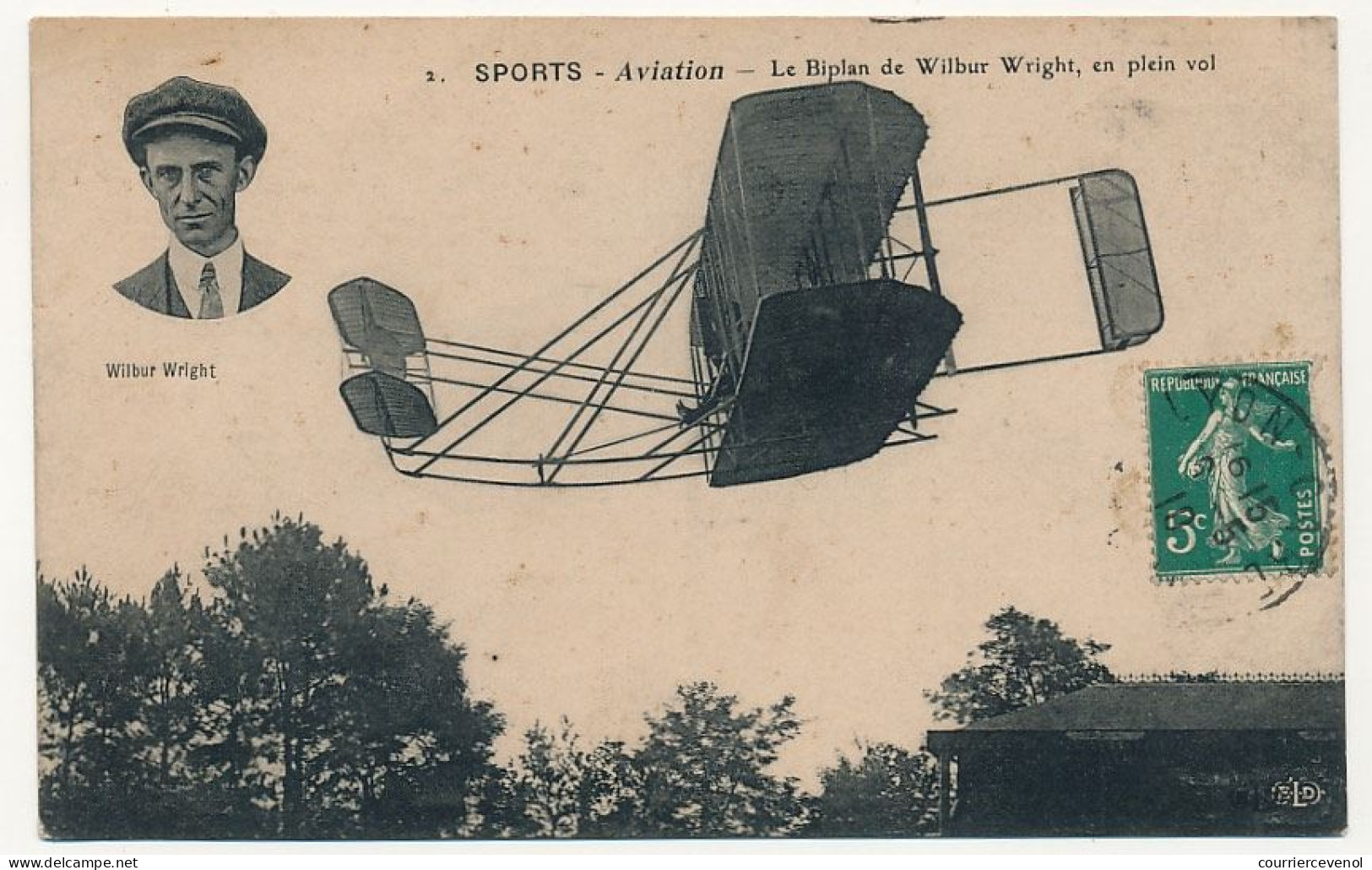 CPA - France - AVIATION - Le Biplan De Wilbur Wright En Plein Vol - Portrait De Wilbur Wright - ....-1914: Precursors