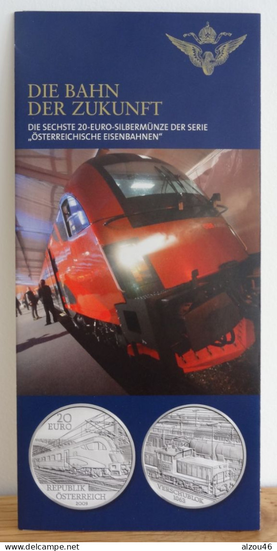 20 Euro Argent ÖSTERREICH, 2009, Die Bahn Der Zukunft, Mit Dokument, Autriche, Train Du Futur - Autriche