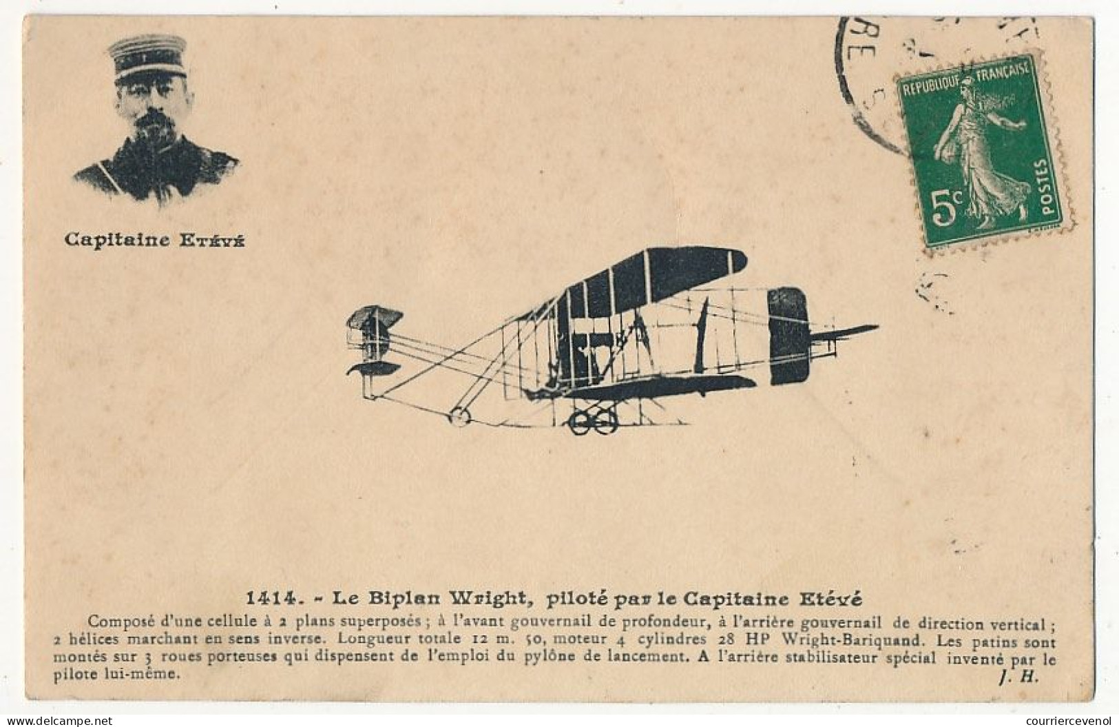 CPA - France - AVIATION - Le Biplan Wright Piloté Par Le Capitaine Etévé - ....-1914: Voorlopers
