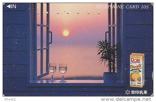 TC JAPON / 110-011 - DOLE - Jus De FRUITS  Orange & Coucher De Soleil - FRUIT JUICE & Sunset JAPAN Phonecard - OBST - 41 - Levensmiddelen