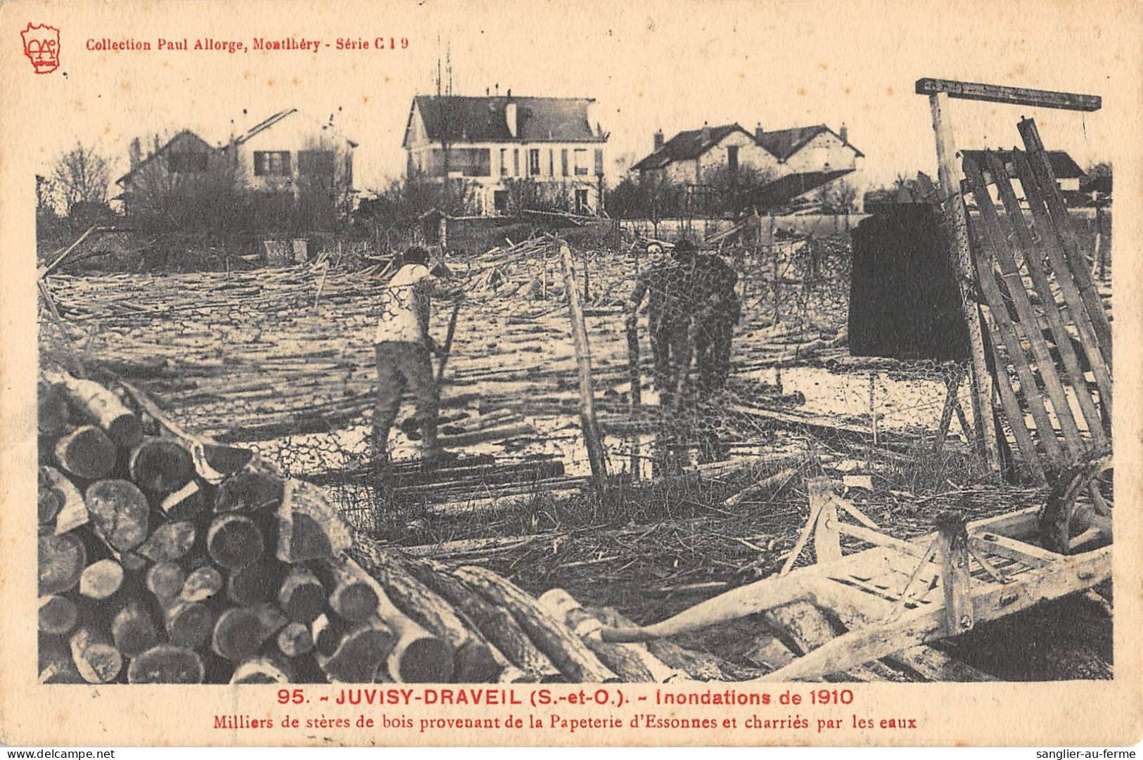 CPA 91 JUVISY / DRAVEIL / INONDATION 1910 / MILLIERS DE STERES DE BOIS PAPETERIE D'ESSONNES - Juvisy-sur-Orge