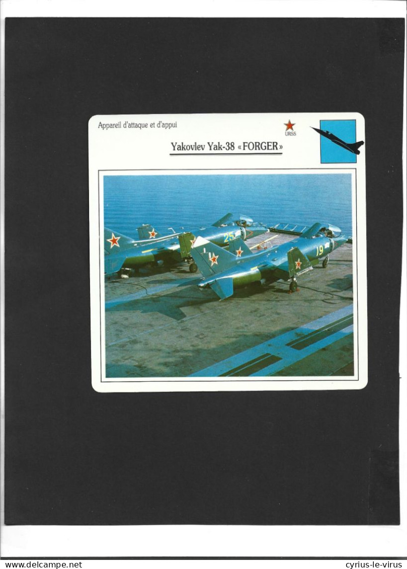 Fiches Illustrées Avions  **  URSS   ** Appareil D'attaque Et D'appui /   Yakovlev Yak-38 "Forger" - Vliegtuigen