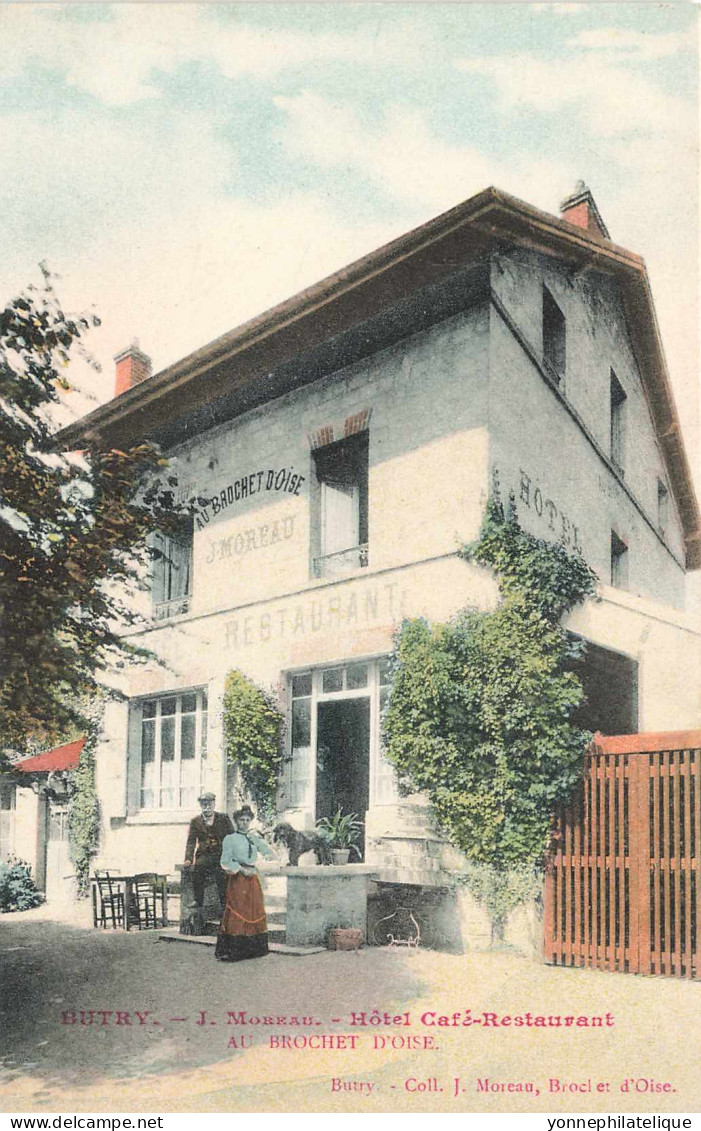 95 - VAL D'OISE - BUTRY - J. MOREAU - Hôtel-restaurant "Au Brochet D'Oise" - Carte-éditeur Colorisée - 10451 - Butry