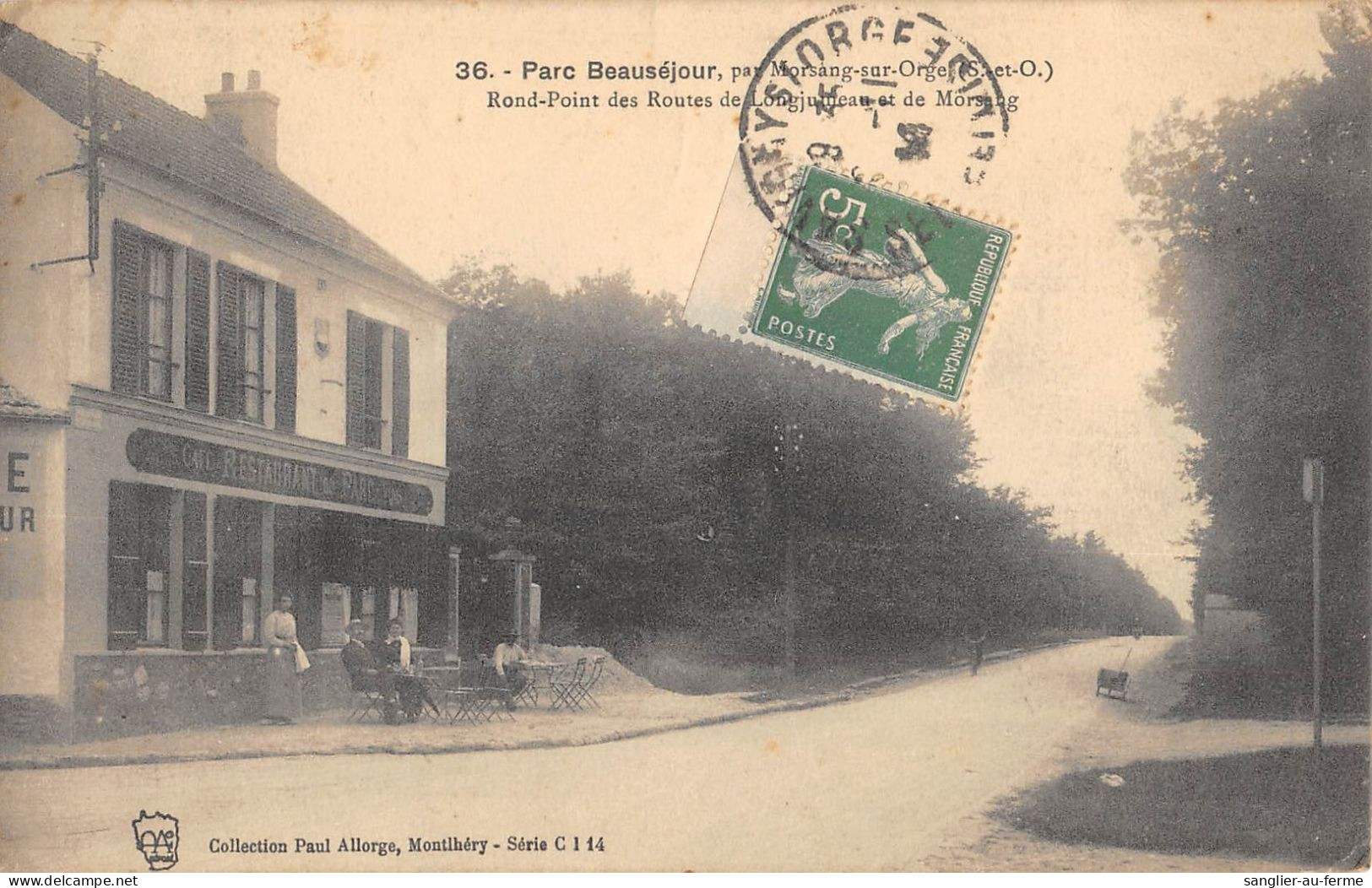 CPA 91 PARC BEAUSEJOUR / ROND POINT DES ROUTES DE LONGJUMEAU ET DE MORSANG / CAFE DU PARC - Andere & Zonder Classificatie