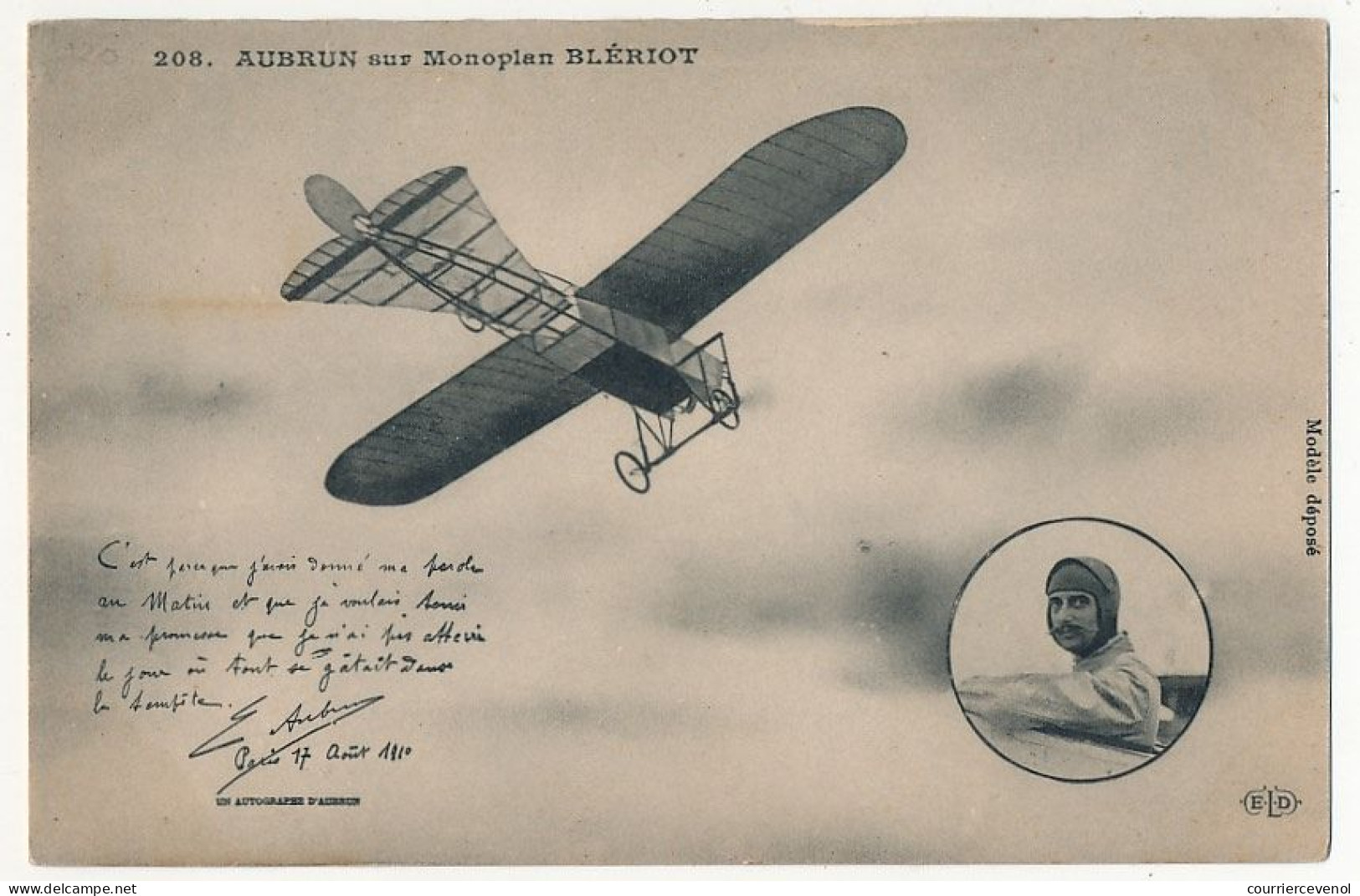 CPA - FRANCE - AVIATION - AUBRUN Sur Monoplan Blériot - ....-1914: Precursors