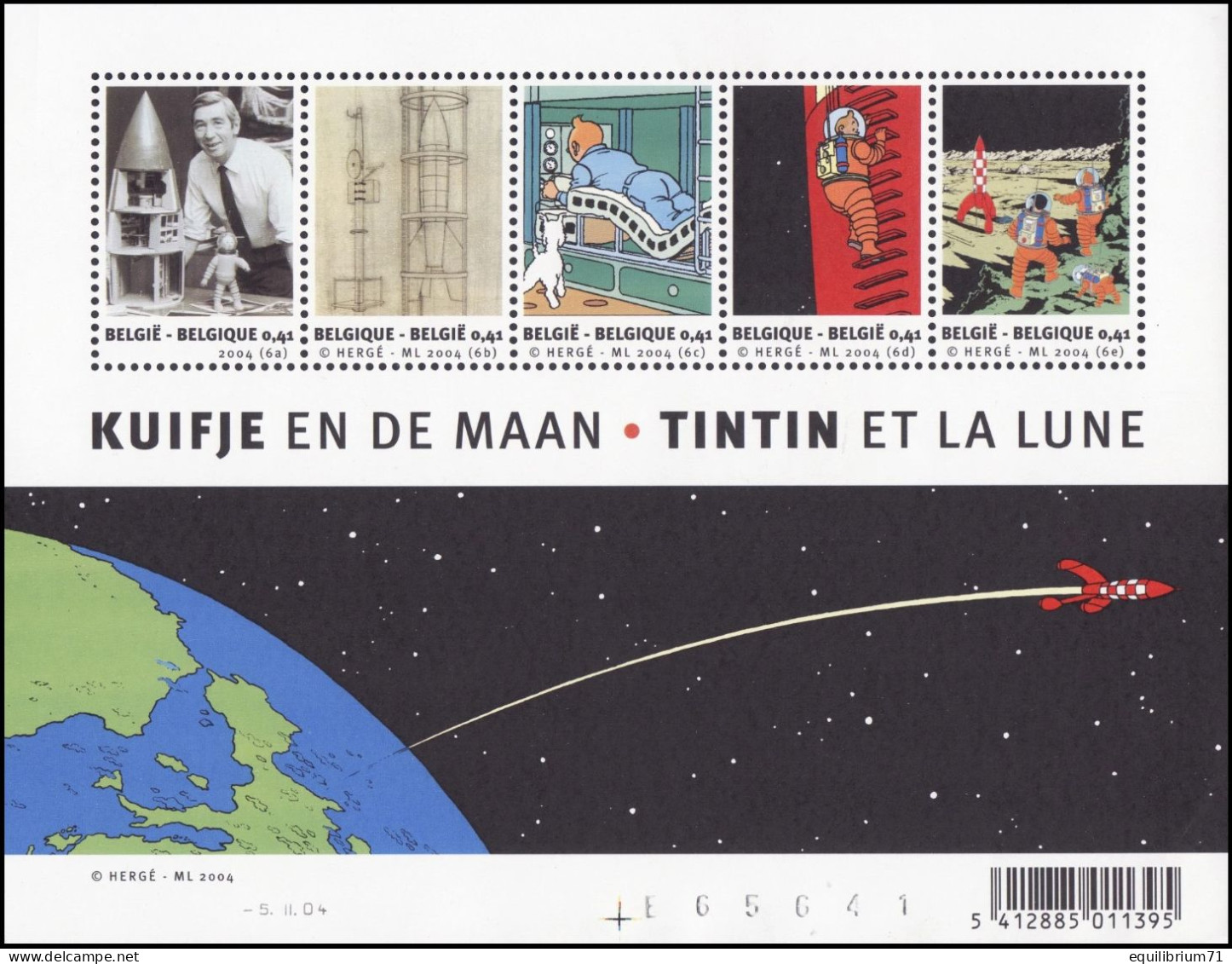 BL109**(3249/3253) - Tintin & La Lune / Kuifje En De Maan / Tim Und Der Mond / Tintin & The Moon - Philabédés (comics)