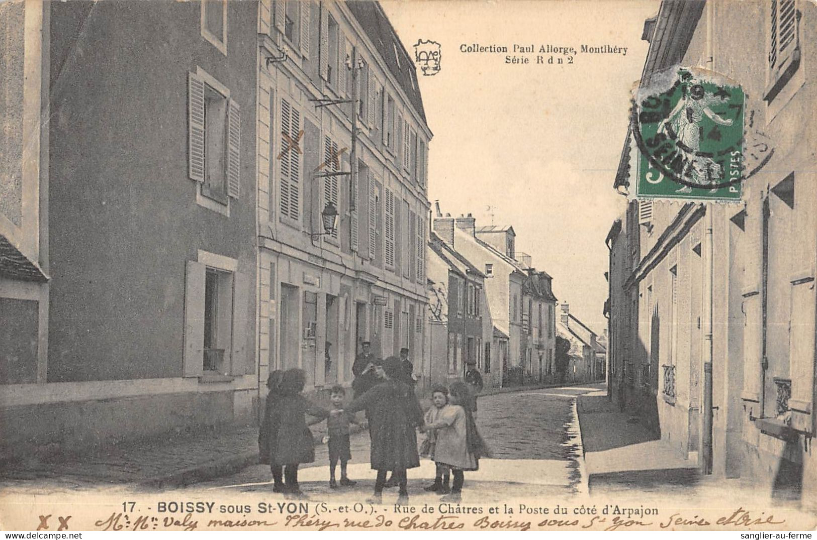 CPA 91 BOISSY SOUS SAINT YON / RUE DE CHATRES / POSTE DU COTE D'ARPAJON / Cliché Rare - Sonstige & Ohne Zuordnung