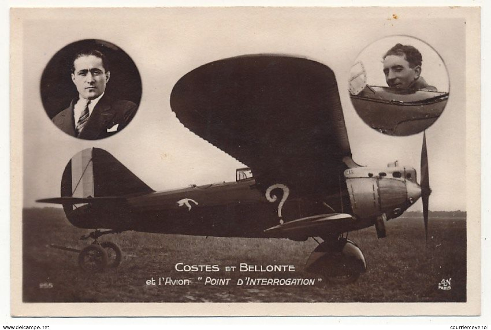 CPA - FRANCE - AVIATION - Costes Et Bellonte Et L'Avion "Point D'Interrogation" - Airmen, Fliers