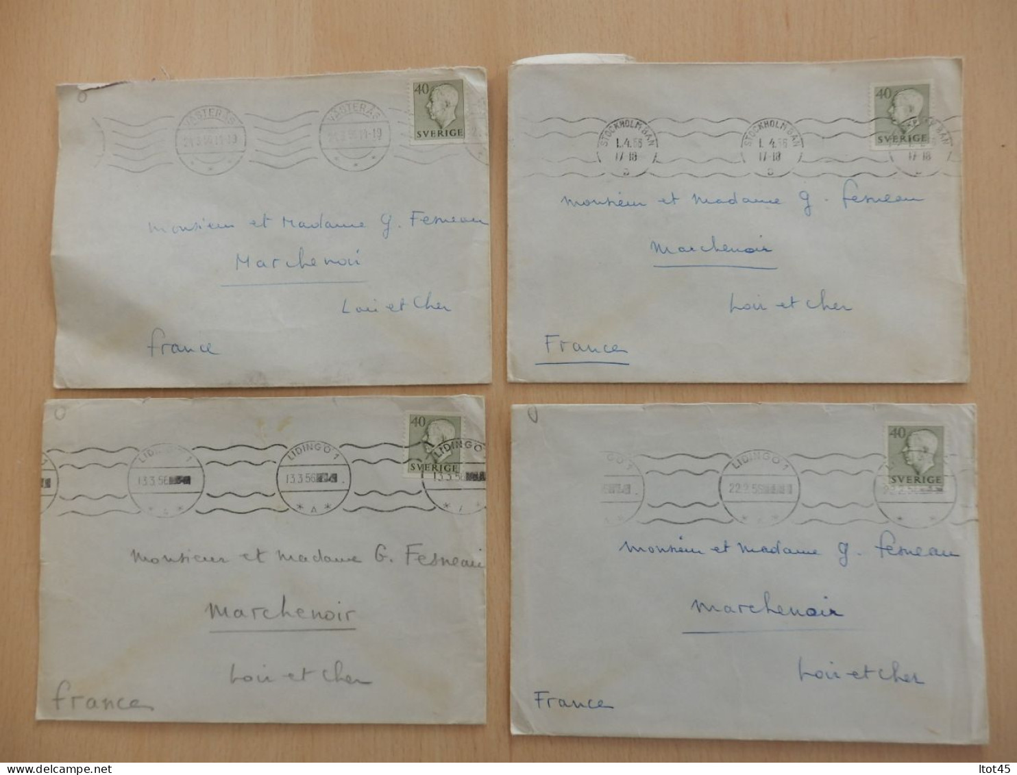 LOT DE 4 ENVELOPPES SUEDE 1956 - 1930- ... Coil Stamps II