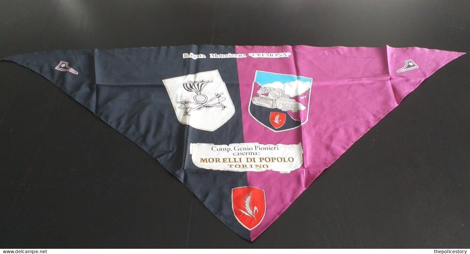 Foulard Vintage E.I.  Compagnia Genio Pionieri Brig. Mecc. Cremona  Mai Usato - Uniformes