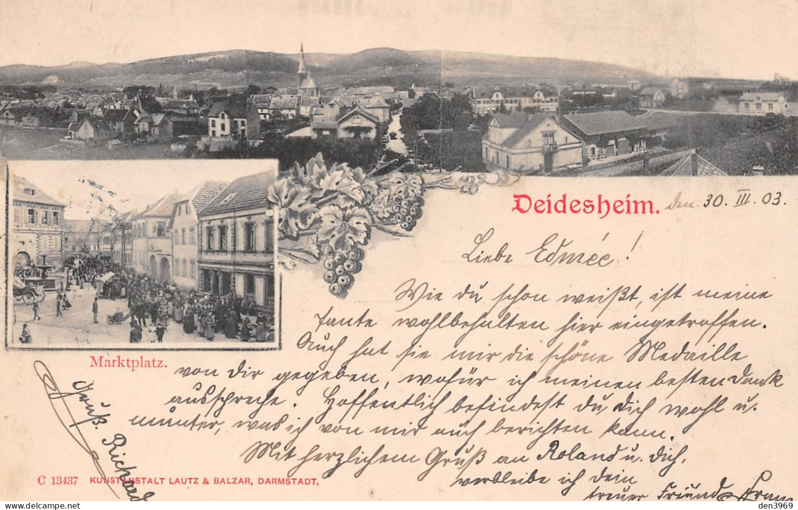 Allemagne - DEIDESHEIM - Marktplatz - Précurseur Voyagé 1903 (voir Les 2 Scans) - Deidesheim