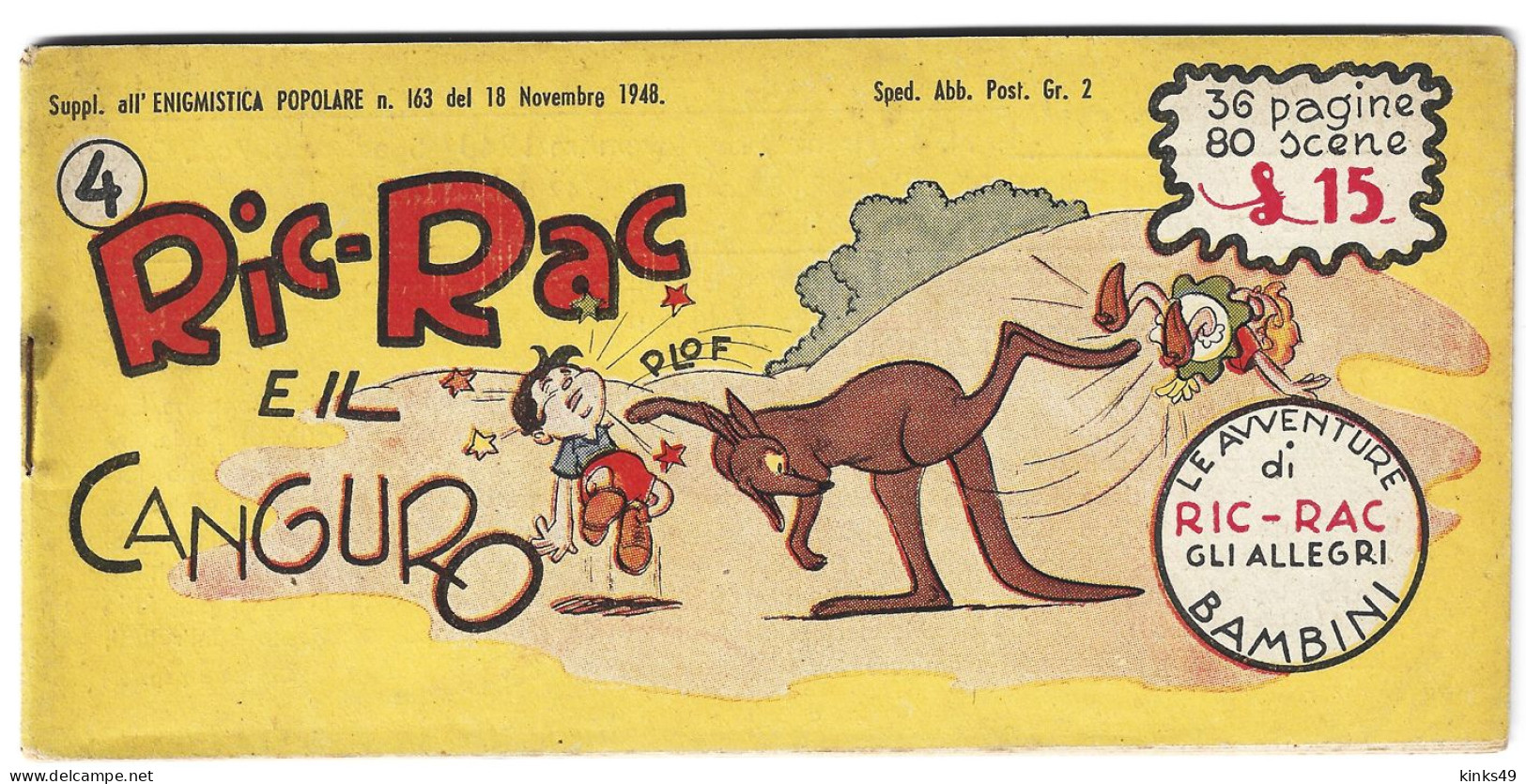 M262> RIC E RAC < E Il Canguro > Albi Mignon EPI - N° 4 Del 18 Novembre 1948 - First Editions