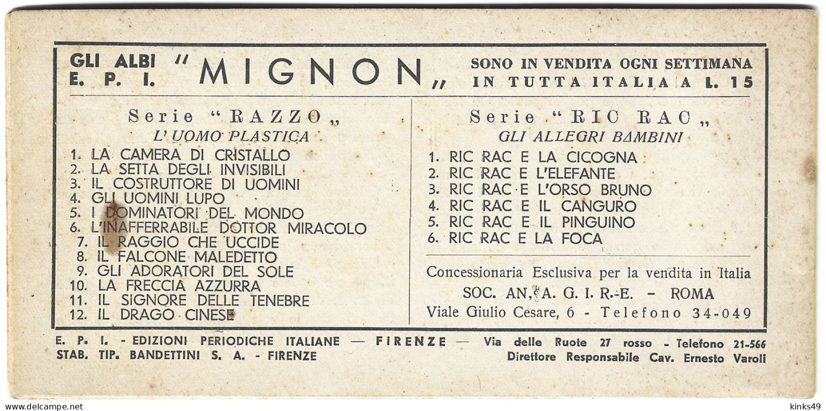 M262> RIC E RAC < E Il Canguro > Albi Mignon EPI - N° 4 Del 18 Novembre 1948 - Premières éditions